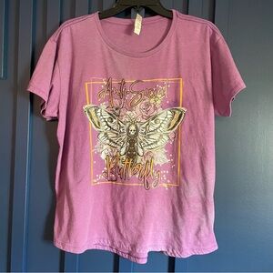 Anti-Social Butterfly Graphic Tee - Women's Mauve Pink Short Sleeve
